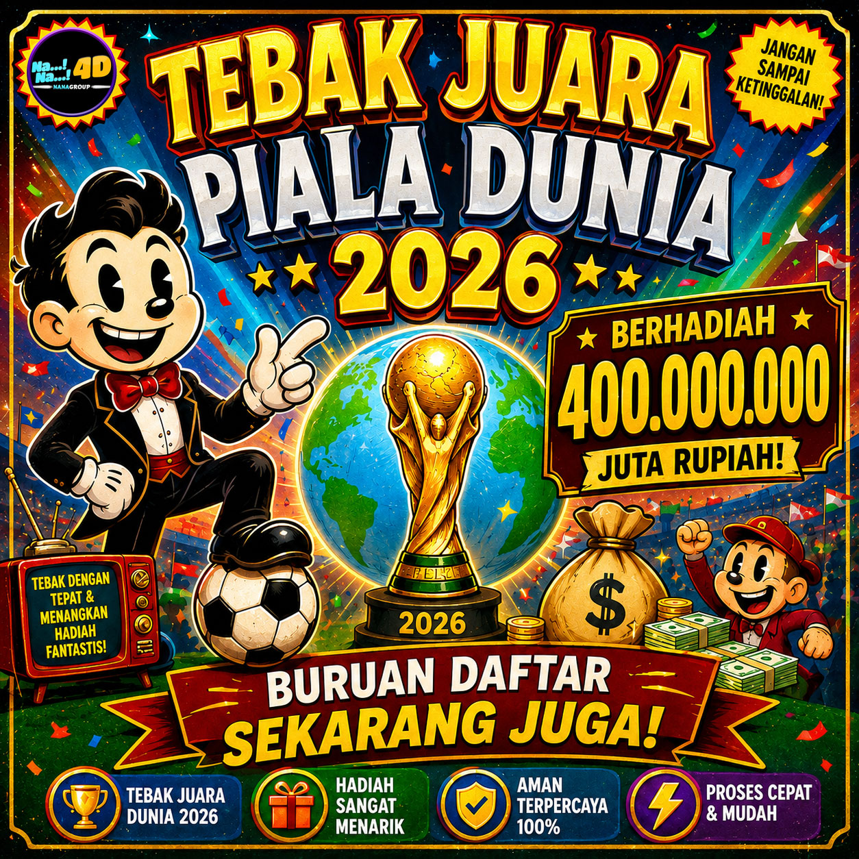 Gratis!!! Tebak Juara Piala Dunia 2026 Berhadiah Spektakuler Hingga Ratusan Juta Rupiah ! - Piala Dunia 2026 berlangsung musim panas ini